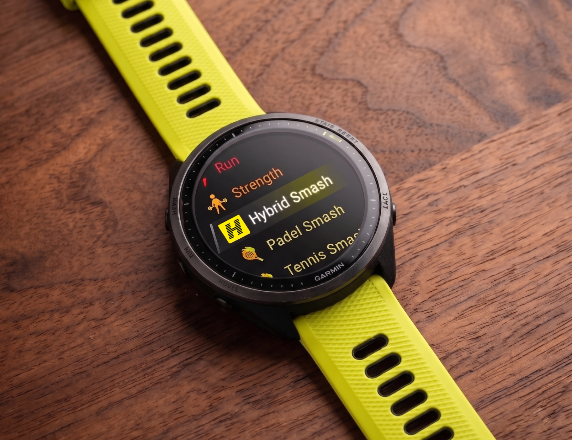 Garmin watch displaying the Hybrid Smash app